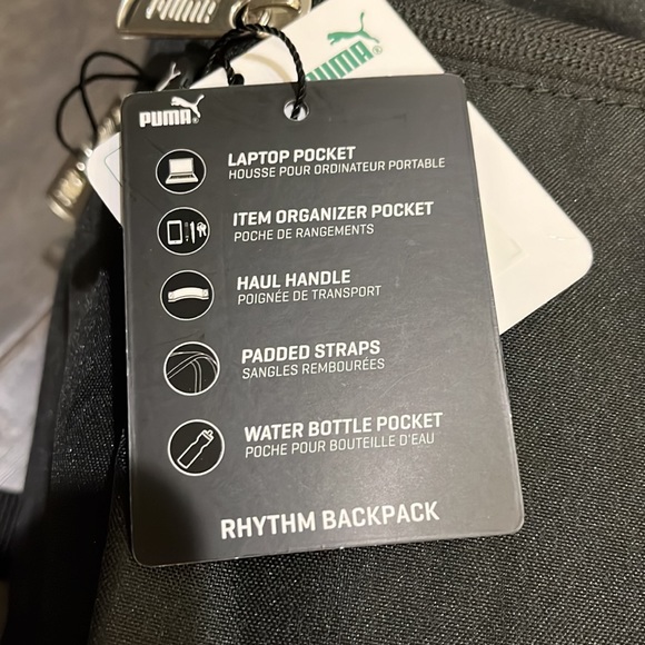 Puma Women’s Girls backpack school book bag black new laptop water bottle pocket - Picture 9 of 12